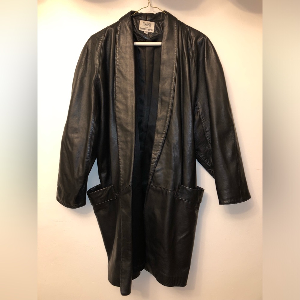 Maxima for Tannery West Black Leather Long Coat